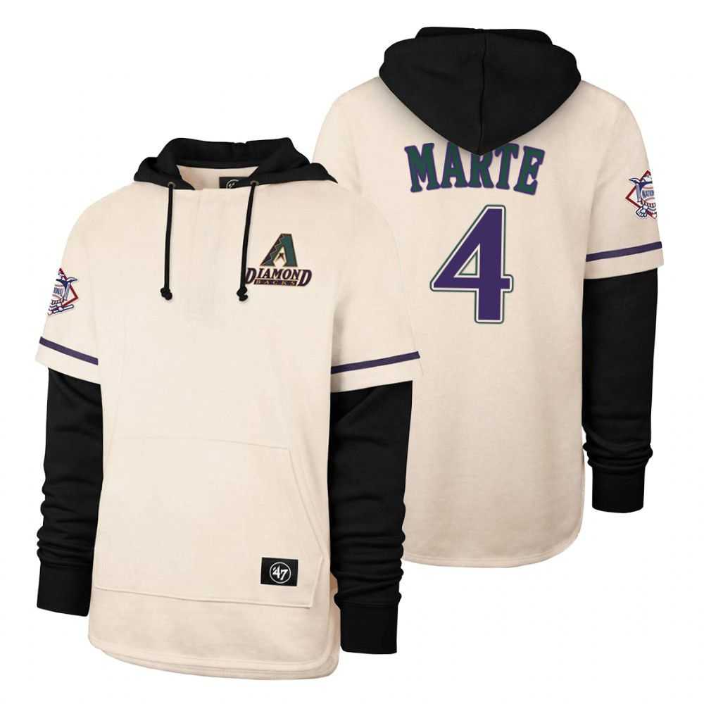 Men Arizona Diamondback 4 Marte Cream 2021 Pullover Hoodie MLB Jersey